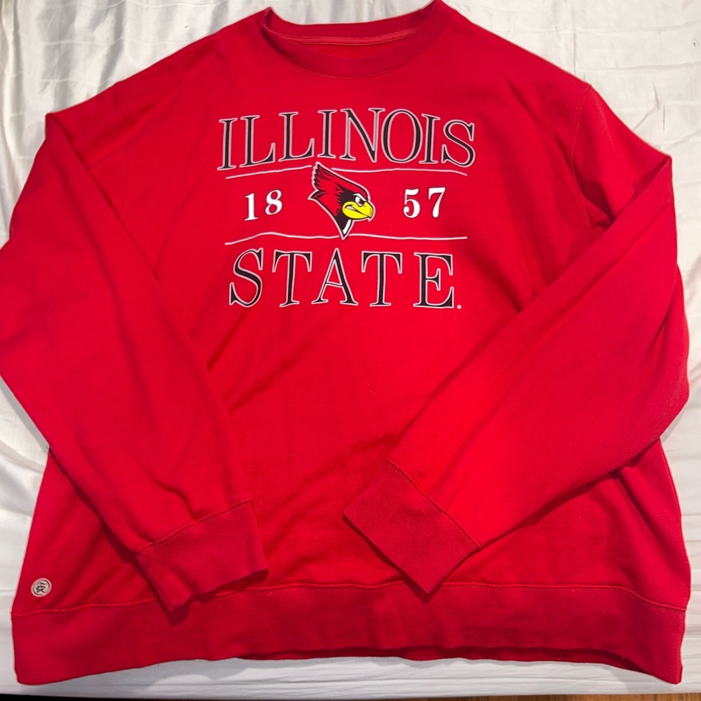 Illinois State University Merch Sweatshirt Crewneck in Red. Oversized
